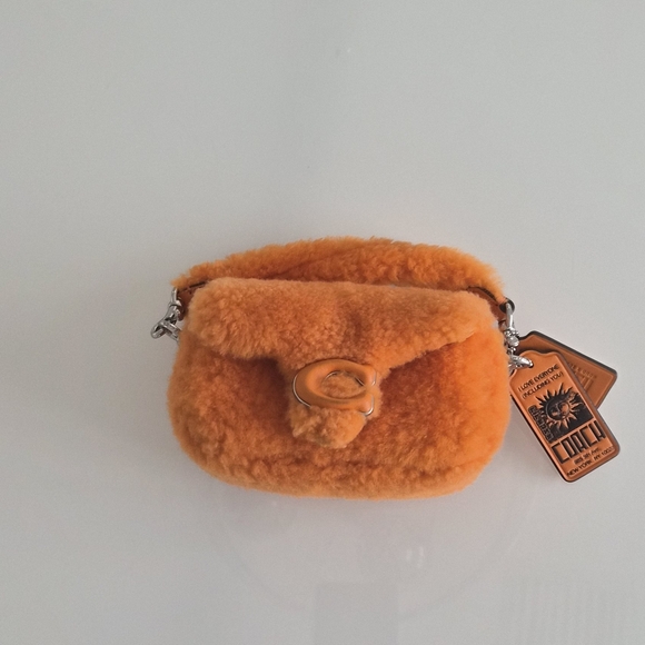 Coach Mandarine Orange Shearling Tabby Crossbody Bag 12 Inch Lil NAS X - Picture 2 of 7